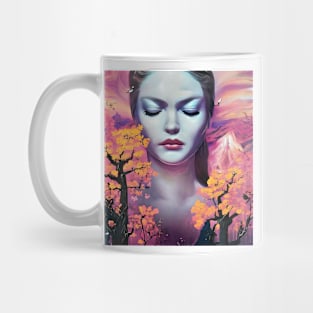 portrait of pretty young face in japan style Mug